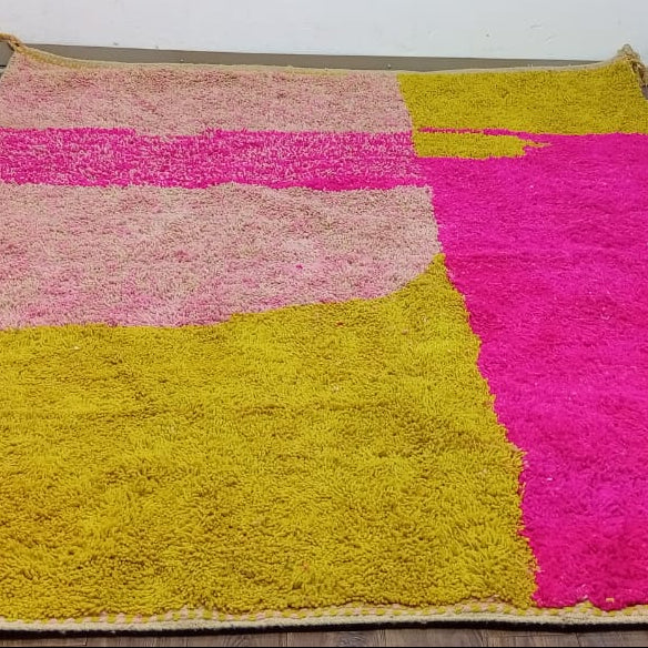 Custom Pink and Yellow Moroccan Wool Rug