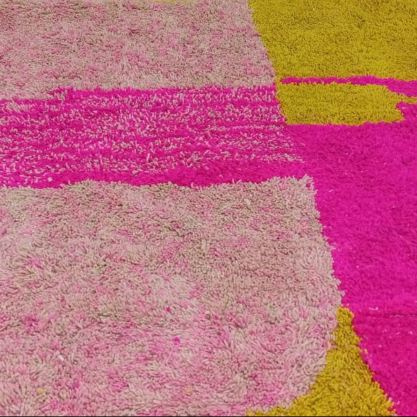Custom Pink and Yellow Moroccan Wool Rug