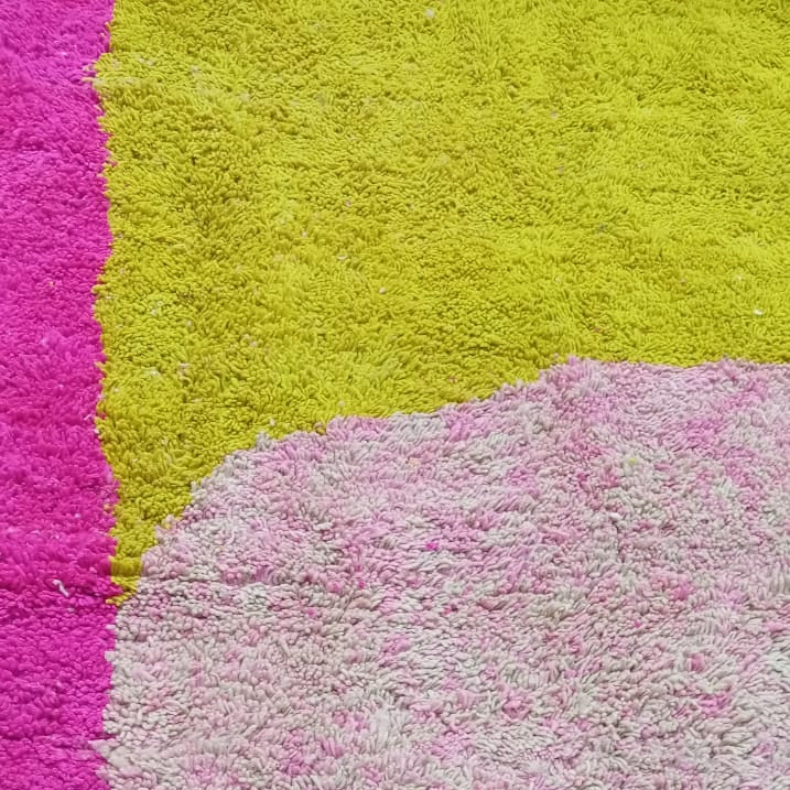 Custom Pink and Yellow Moroccan Wool Rug
