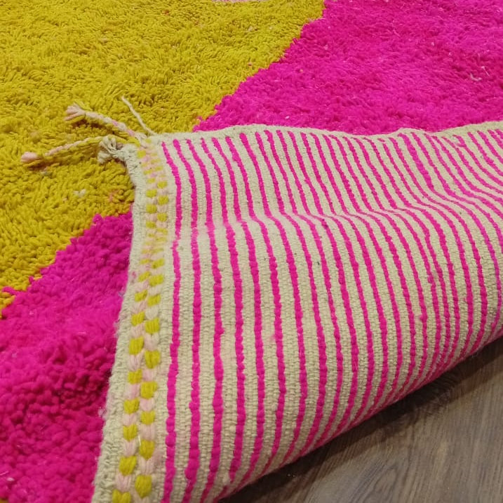 Custom Pink and Yellow Moroccan Wool Rug
