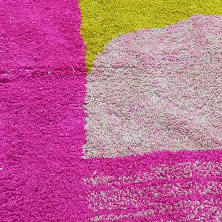 Custom Pink and Yellow Moroccan Wool Rug