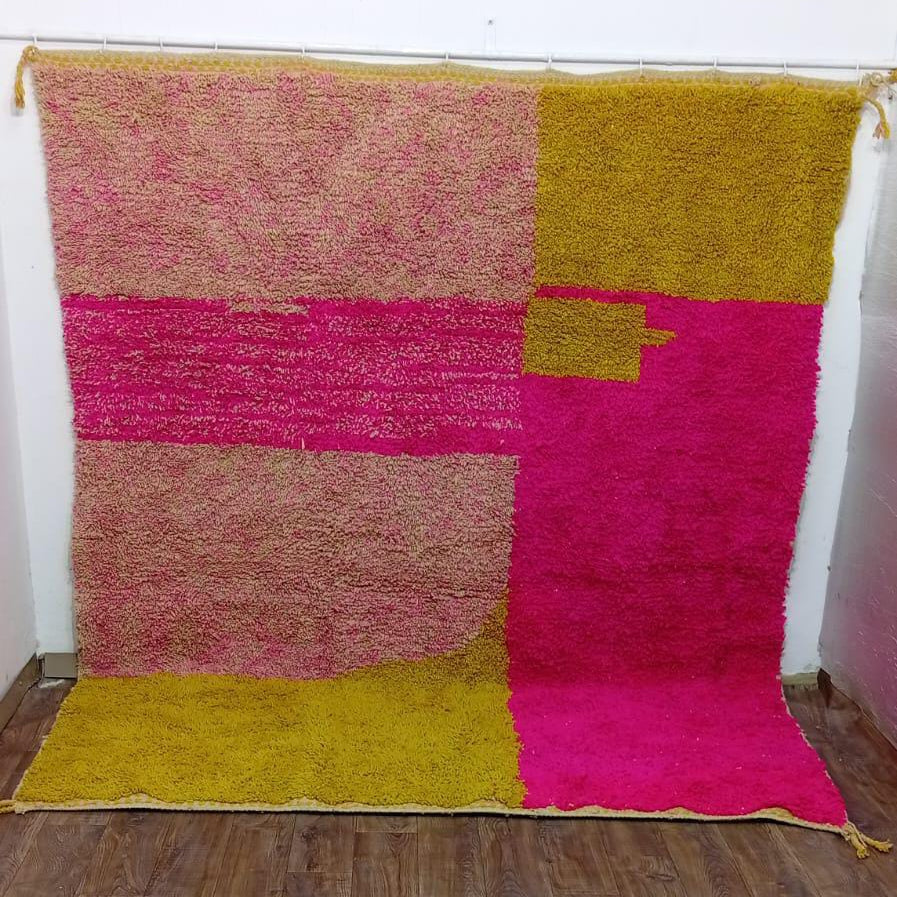 Custom Pink and Yellow Moroccan Wool Rug