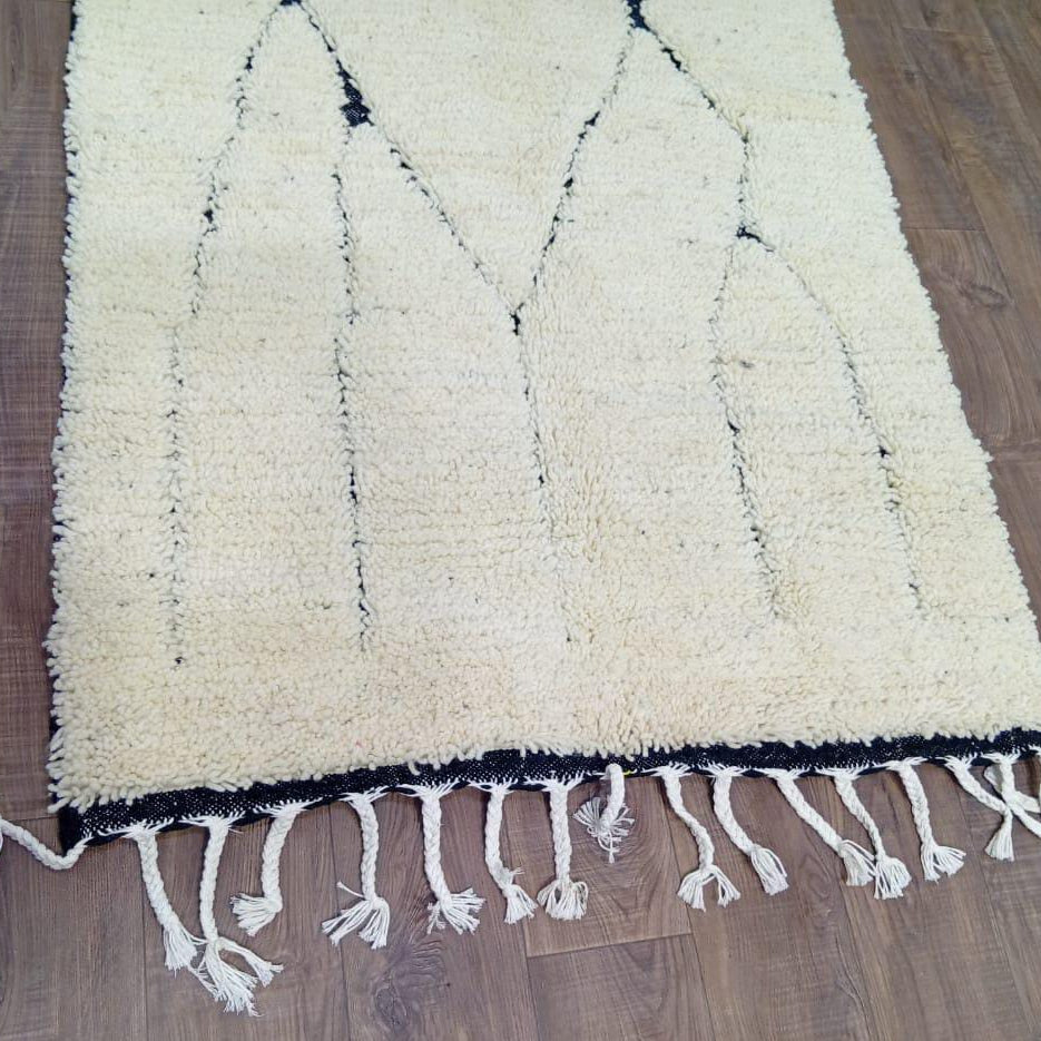 Custom Minimalist Boho Rug, Beni Ourain Moroccan Rug, White Wool Rug