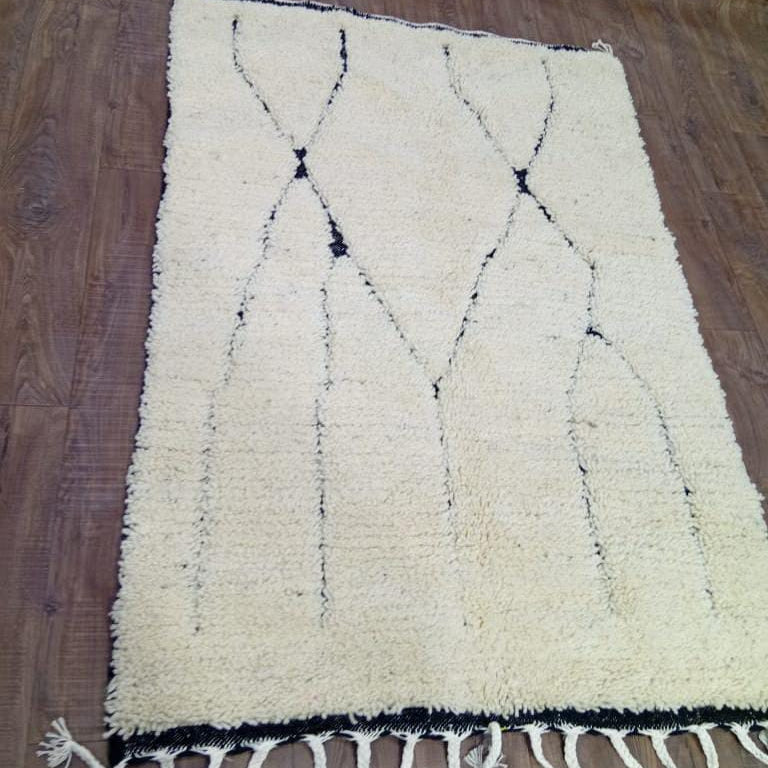 Custom Minimalist Boho Rug, Beni Ourain Moroccan Rug, White Wool Rug