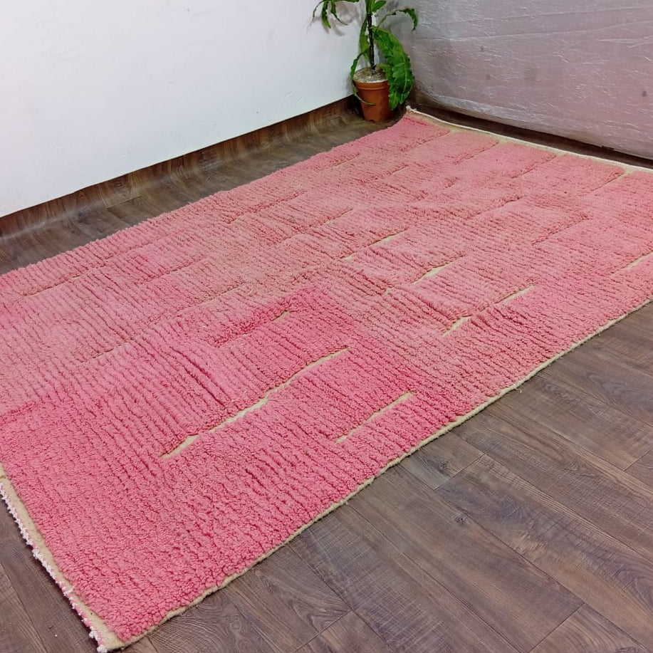 Handmade Custom Berber Rug | Moroccan Blush Pink Wool Rug