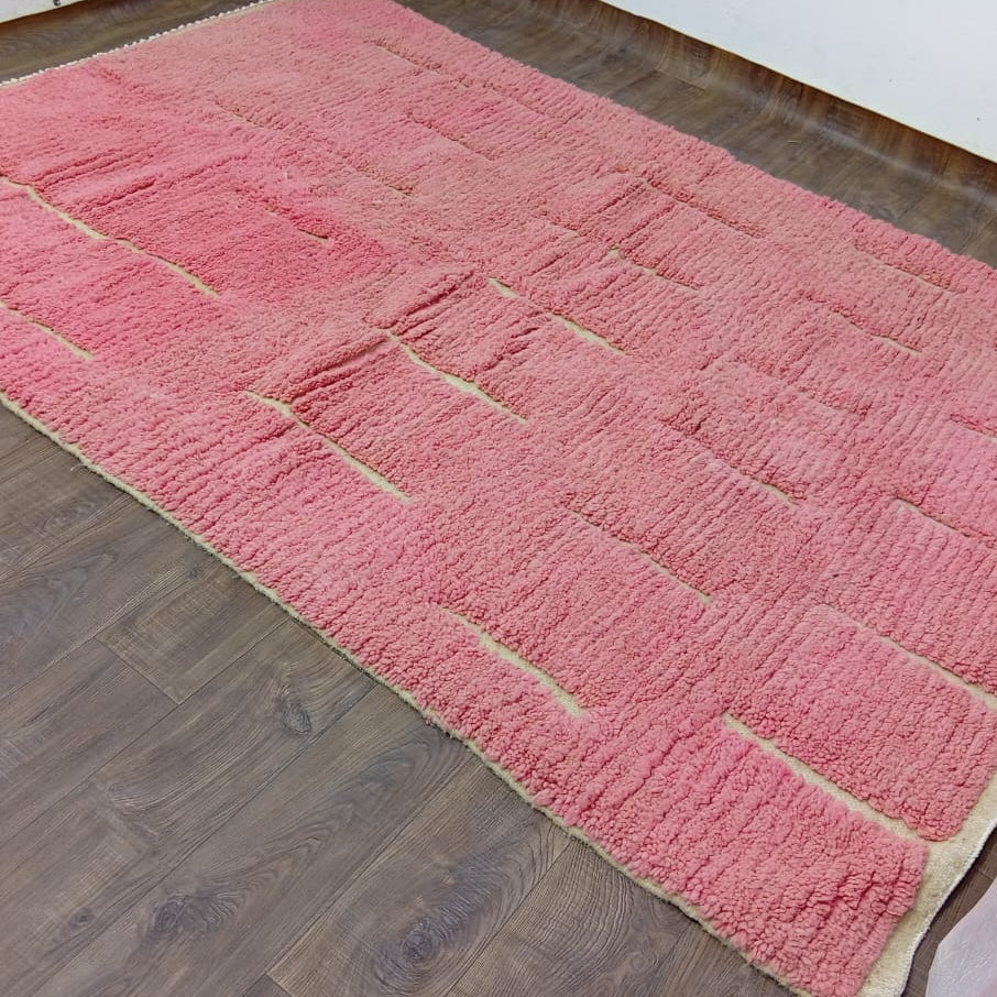 Handmade Custom Berber Rug | Moroccan Blush Pink Wool Rug