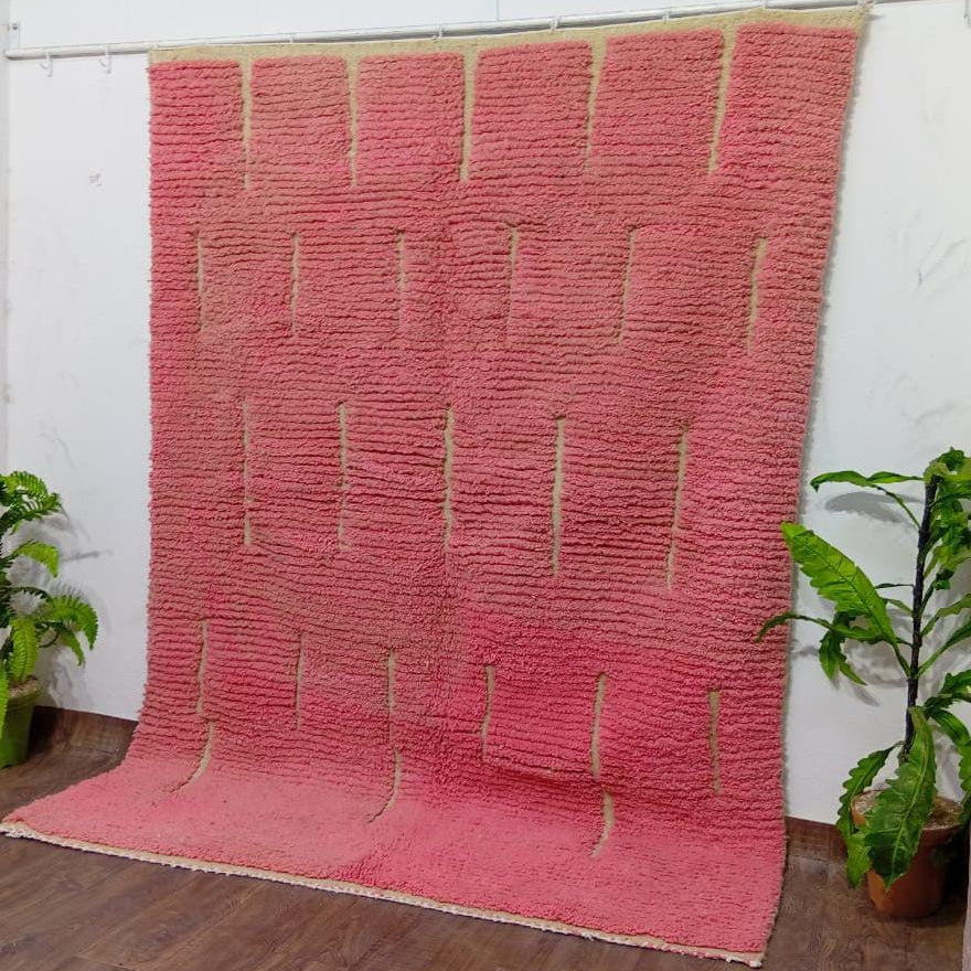 Handmade Custom Berber Rug | Moroccan Blush Pink Wool Rug