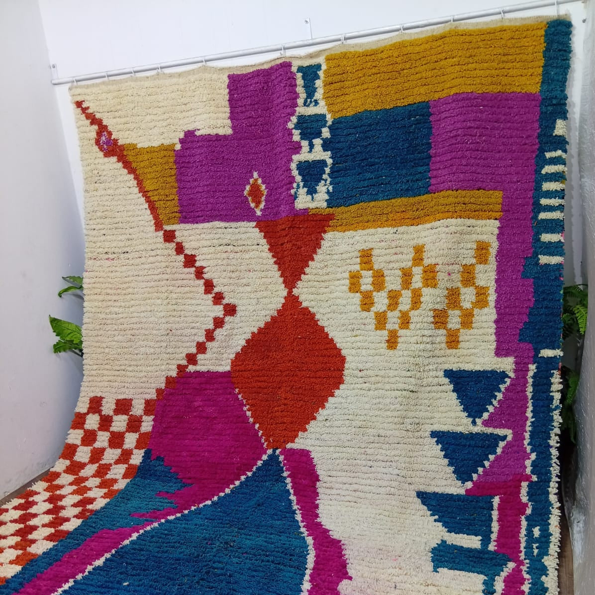 Custom Colorful Boujaad Moroccan Wool Rug – Bright Abstract Berber Art for Your Home