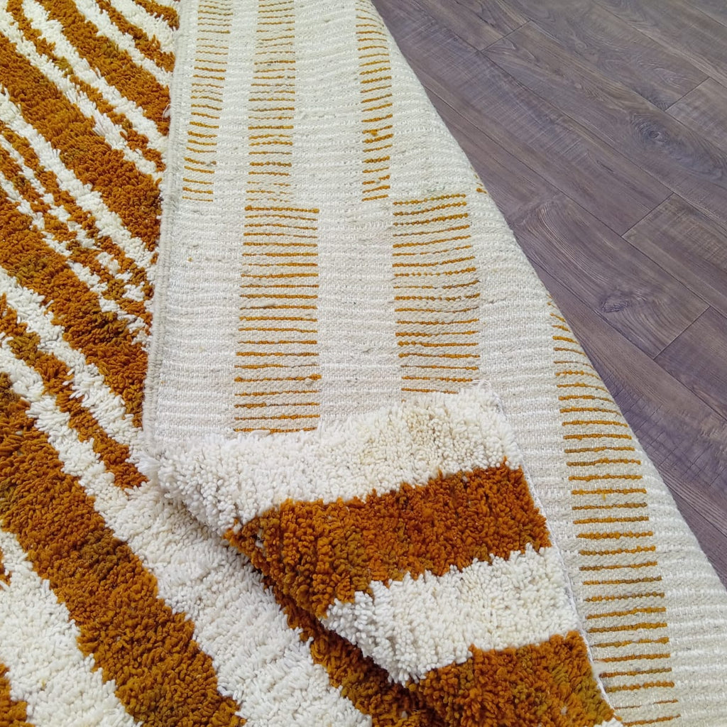 Bold Custom White & Orange Moroccan Wool Rug
