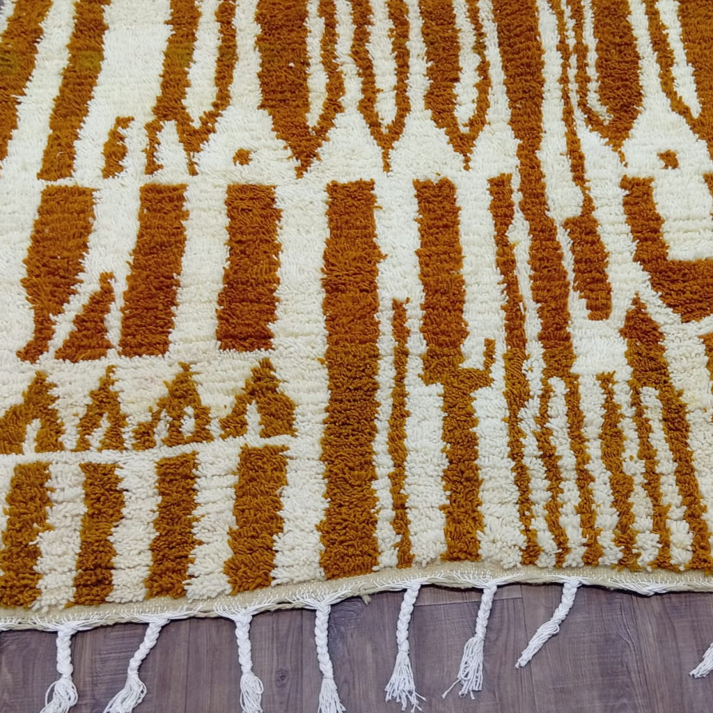 Bold Custom White & Orange Moroccan Wool Rug