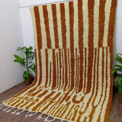 Bold Custom White & Orange Moroccan Wool Rug