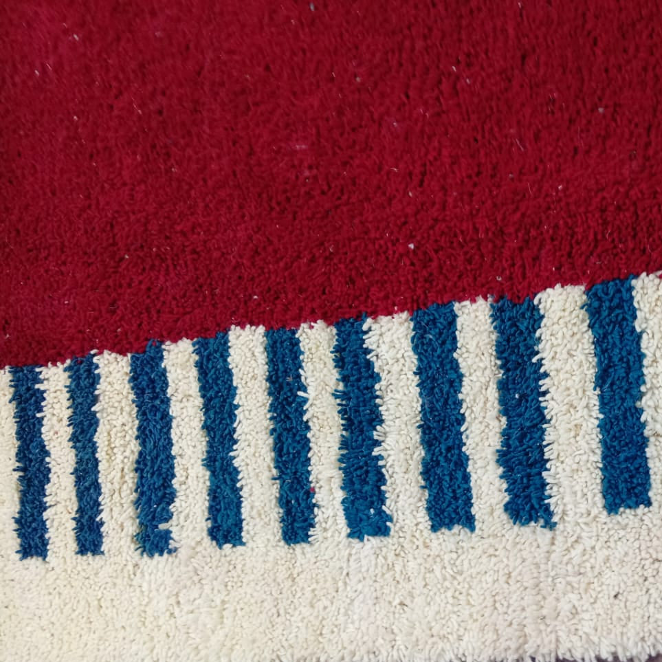 Custom Handwoven Moroccan Berber Rug with Colorful Geometric Stripes
