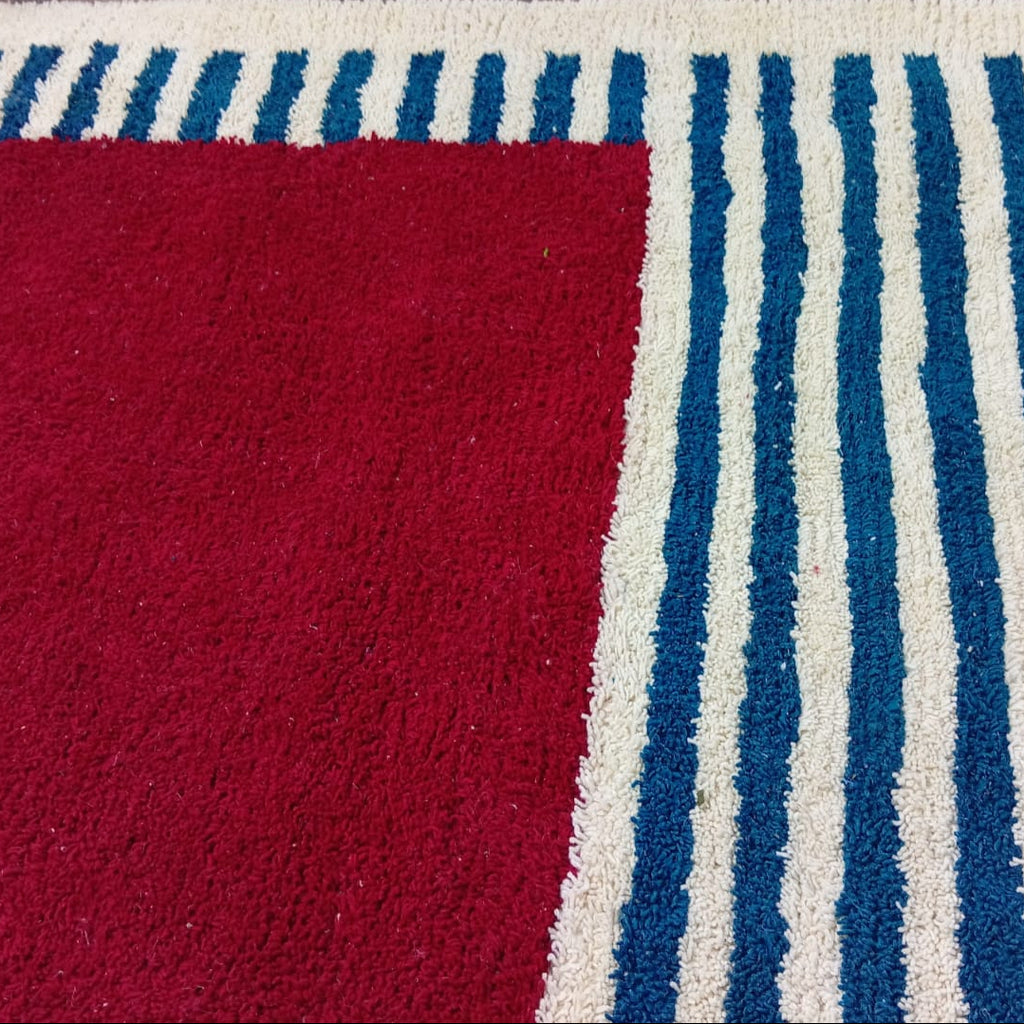 Custom Handwoven Moroccan Berber Rug with Colorful Geometric Stripes