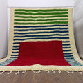 Custom Handwoven Moroccan Berber Rug with Colorful Geometric Stripes