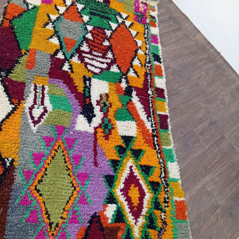 Colorful Moroccan Berber Rug, Handmade Wool Tribal Rug, Geometric Boho Carpet, Custom Azilal Style Rug
