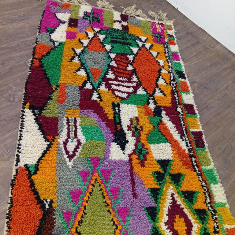 Colorful Moroccan Berber Rug, Handmade Wool Tribal Rug, Geometric Boho Carpet, Custom Azilal Style Rug