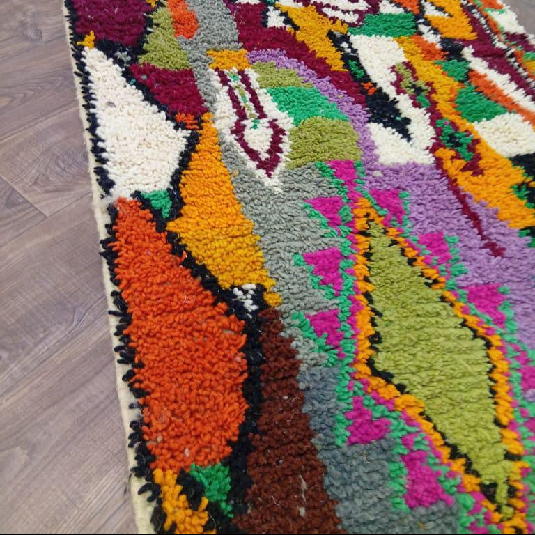 Colorful Moroccan Berber Rug, Handmade Wool Tribal Rug, Geometric Boho Carpet, Custom Azilal Style Rug