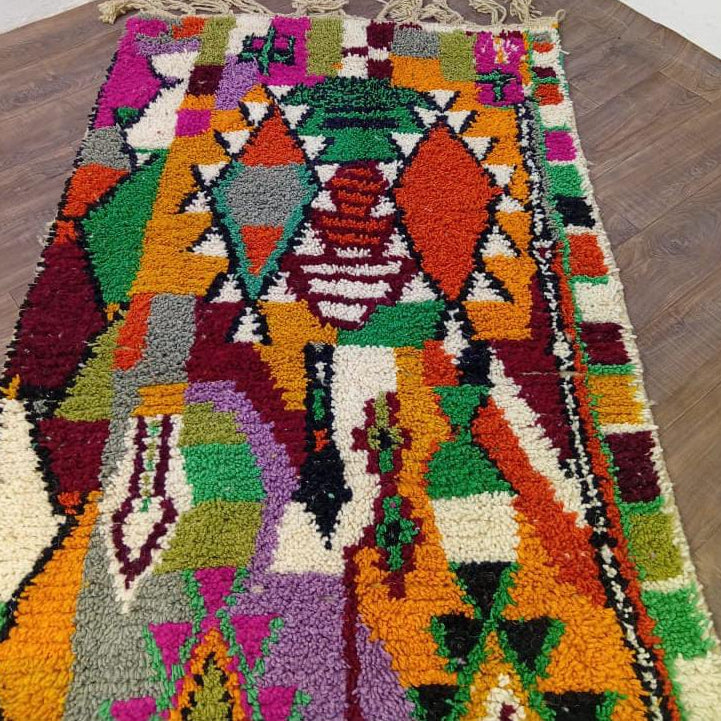 Colorful Moroccan Berber Rug, Handmade Wool Tribal Rug, Geometric Boho Carpet, Custom Azilal Style Rug