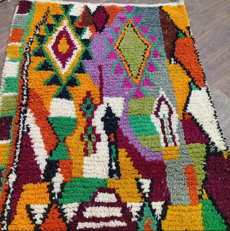 Colorful Moroccan Berber Rug, Handmade Wool Tribal Rug, Geometric Boho Carpet, Custom Azilal Style Rug