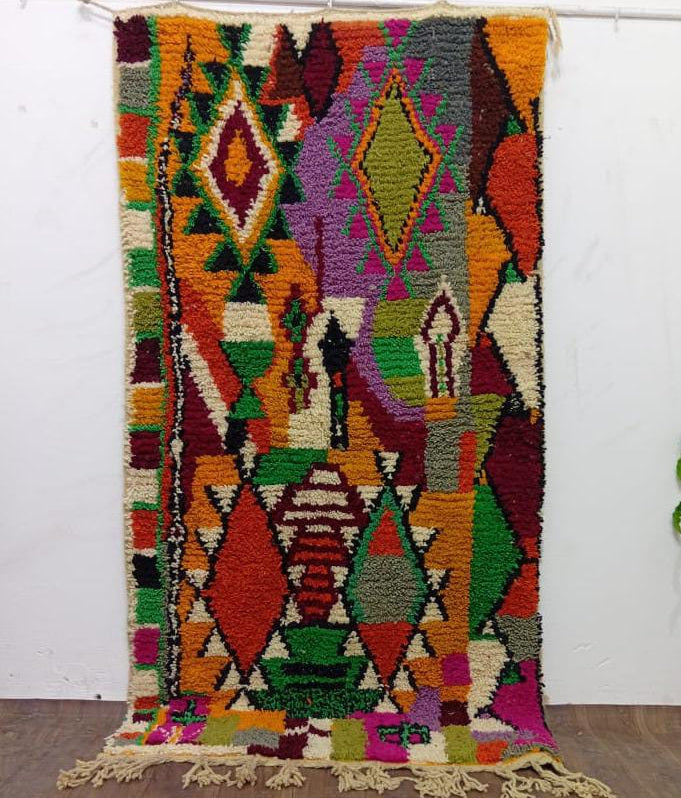 Colorful Moroccan Berber Rug, Handmade Wool Tribal Rug, Geometric Boho Carpet, Custom Azilal Style Rug