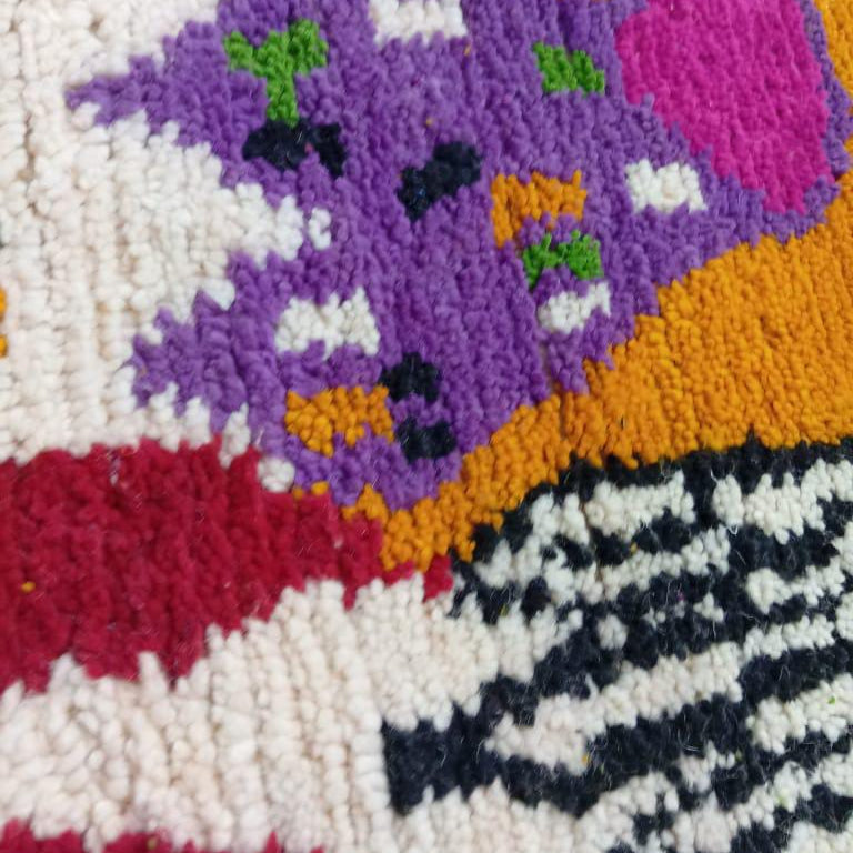 Handcrafted Moroccan Berber Rug: Vibrant Geometric Stripes in Custom Colors