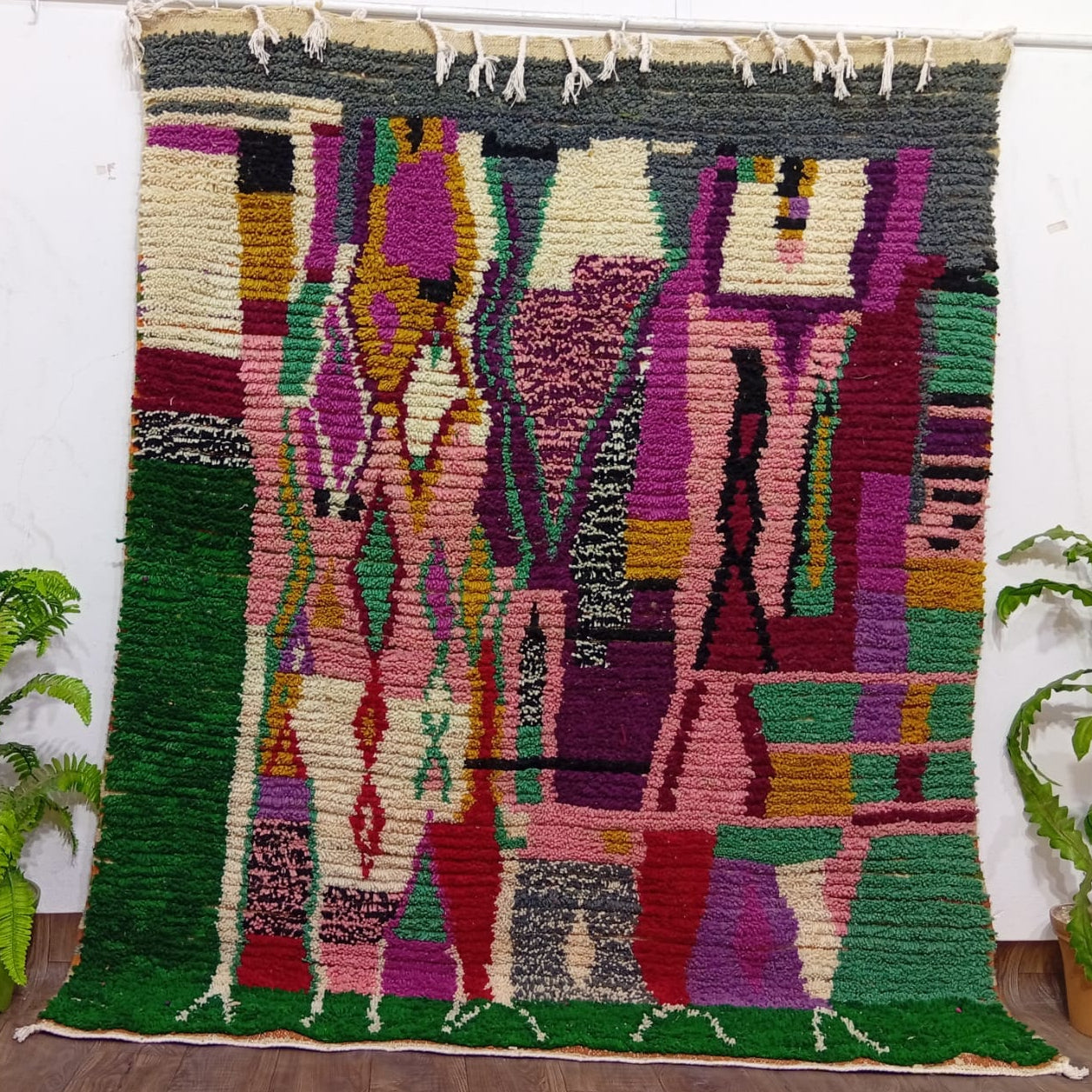 Custom Handmade Moroccan Boujaad Rug – Abstract Berber Wool Statement Piece