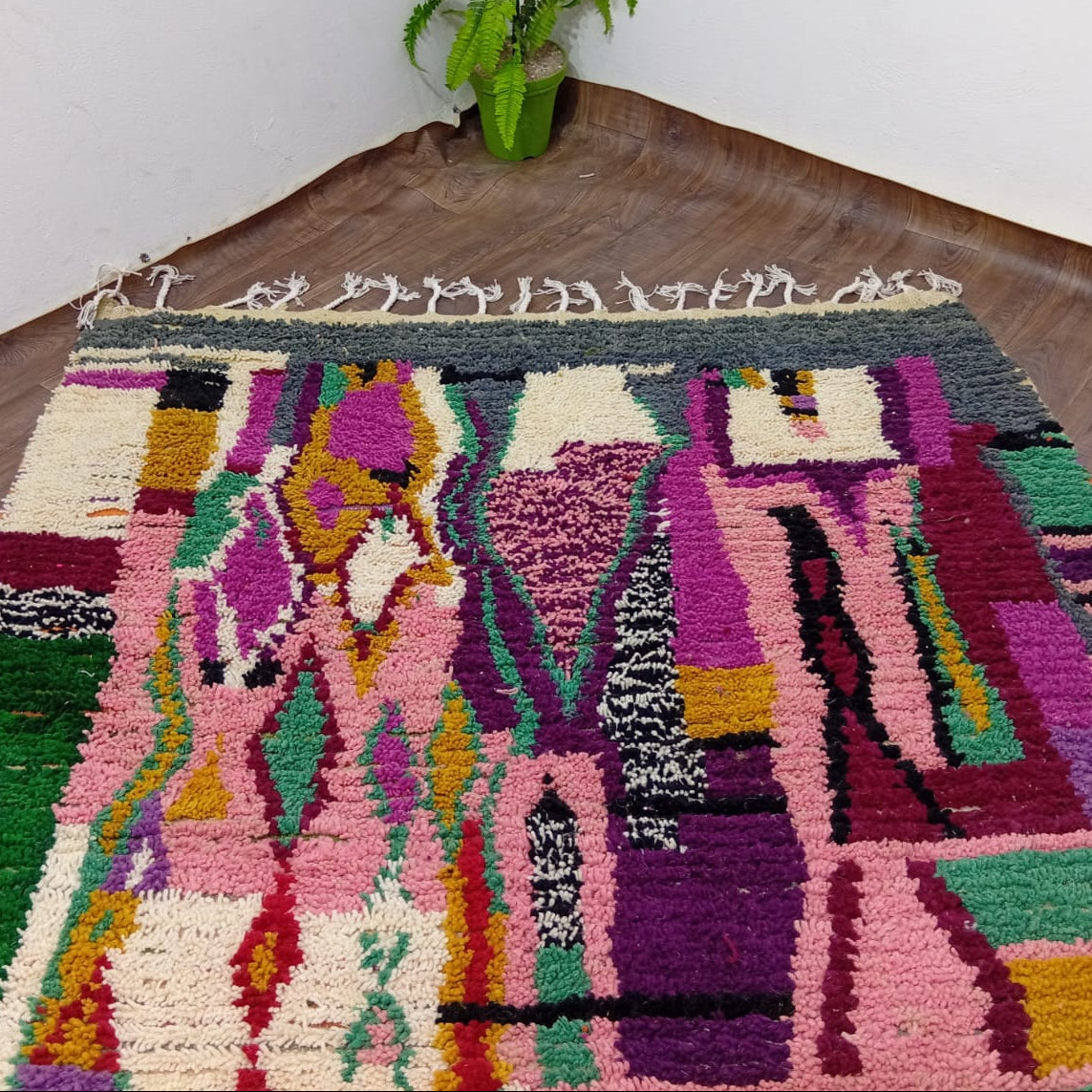 Custom Handmade Moroccan Boujaad Rug – Abstract Berber Wool Statement Piece