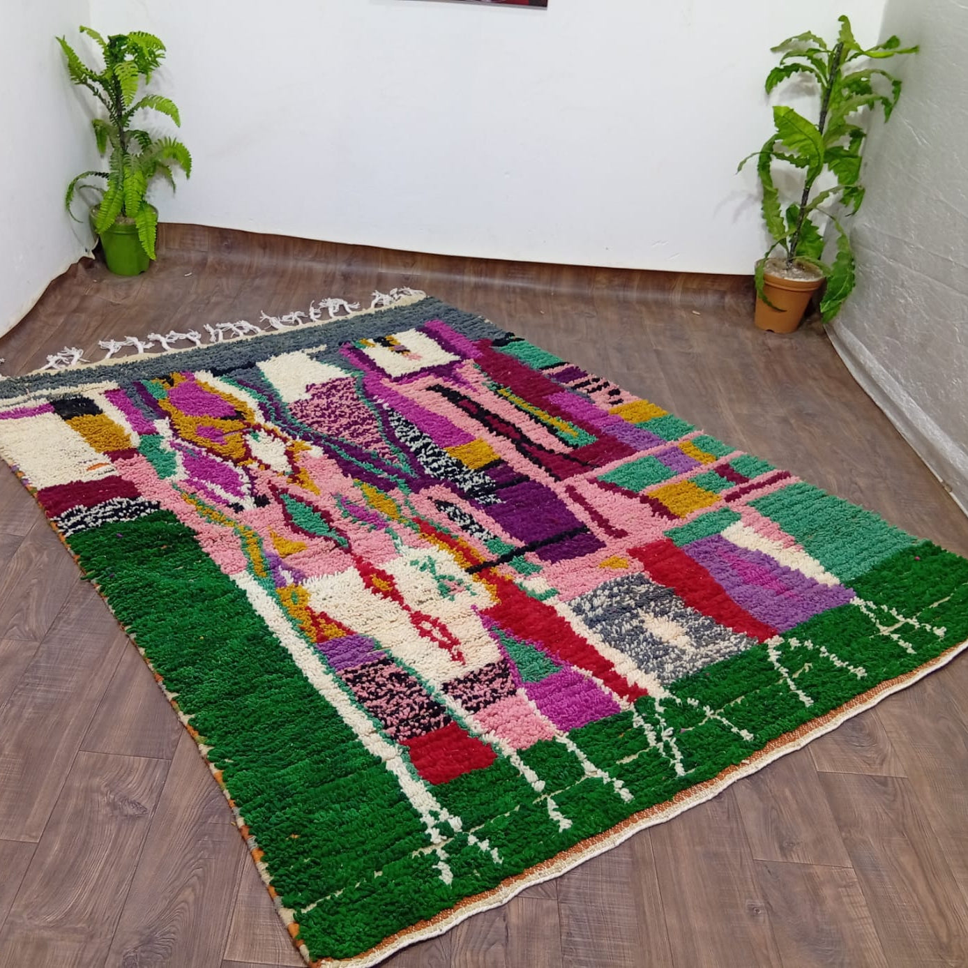 Custom Handmade Moroccan Boujaad Rug – Abstract Berber Wool Statement Piece
