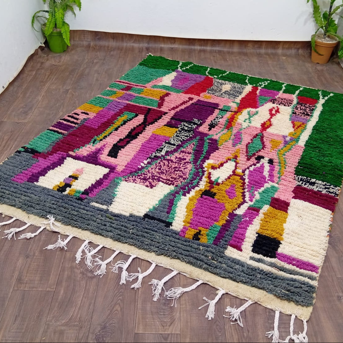 Custom Handmade Moroccan Boujaad Rug – Abstract Berber Wool Statement Piece
