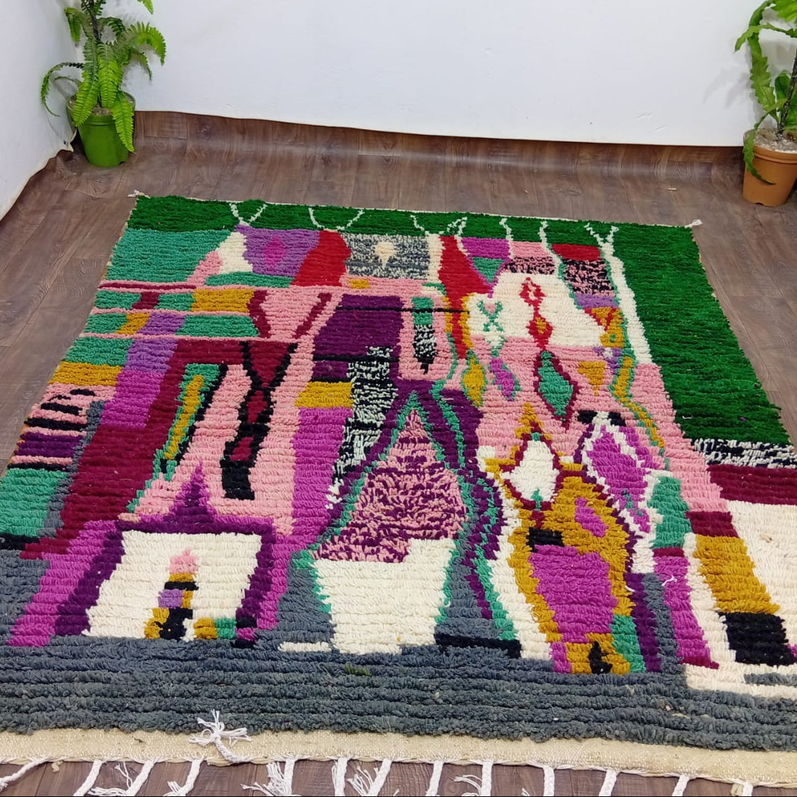 Custom Handmade Moroccan Boujaad Rug – Abstract Berber Wool Statement Piece