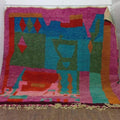 Custom Handmade Moroccan Berber Rug – Multicolor Abstract with Turquoise and Pink Accents