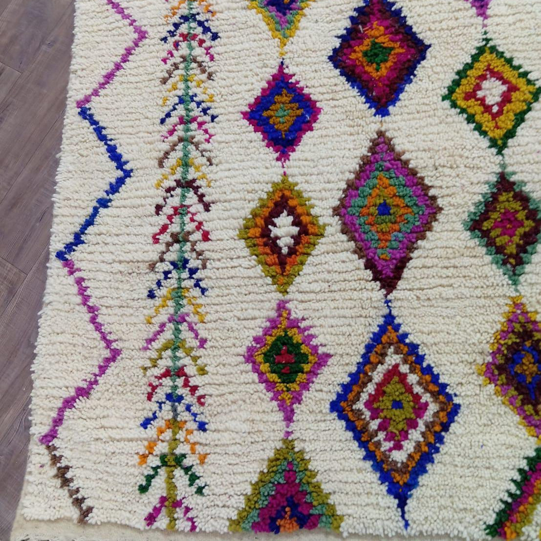 Colorful Moroccan Rug, Berber Diamond Wool Rug, Custom Boho Carpet