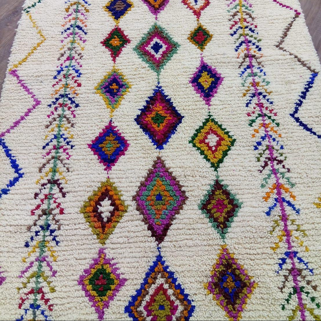 Colorful Moroccan Rug, Berber Diamond Wool Rug, Custom Boho Carpet