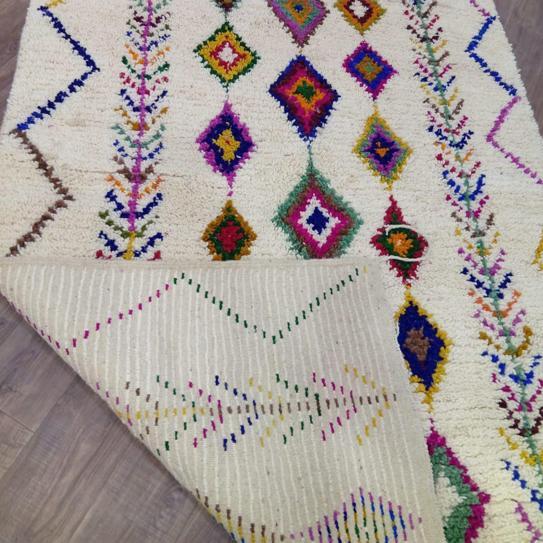Colorful Moroccan Rug, Berber Diamond Wool Rug, Custom Boho Carpet