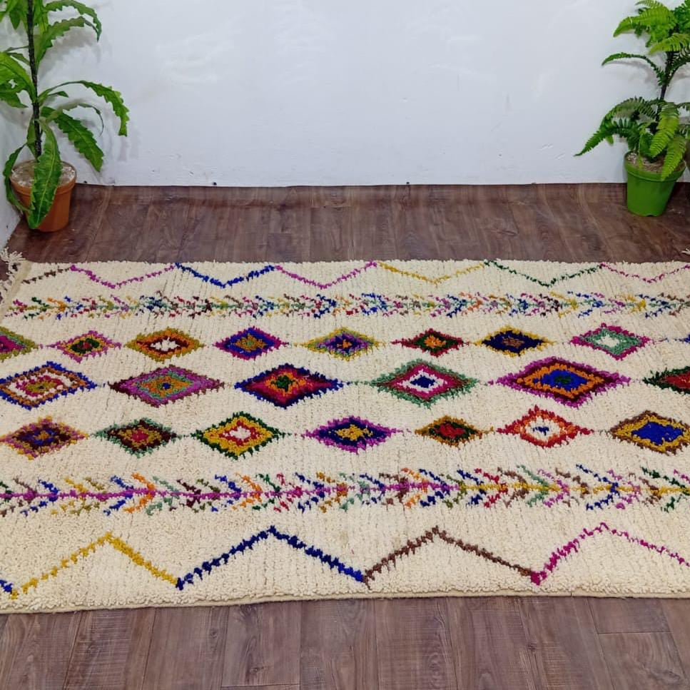 Colorful Moroccan Rug, Berber Diamond Wool Rug, Custom Boho Carpet