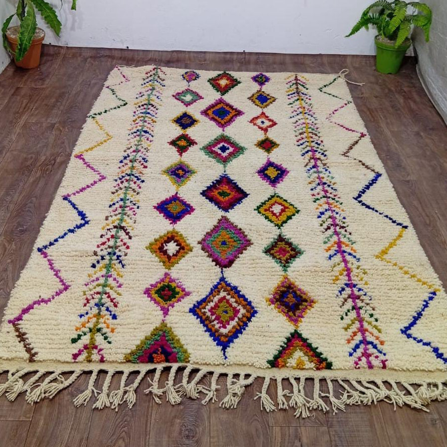 Colorful Moroccan Rug, Berber Diamond Wool Rug, Custom Boho Carpet