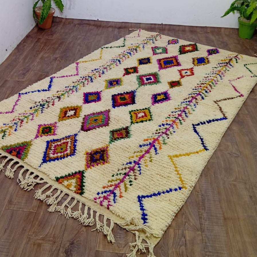 Colorful Moroccan Rug, Berber Diamond Wool Rug, Custom Boho Carpet