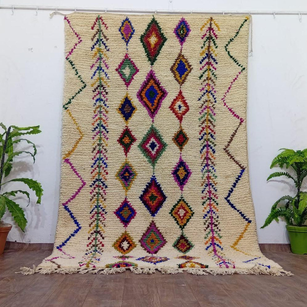 Colorful Moroccan Rug, Berber Diamond Wool Rug, Custom Boho Carpet