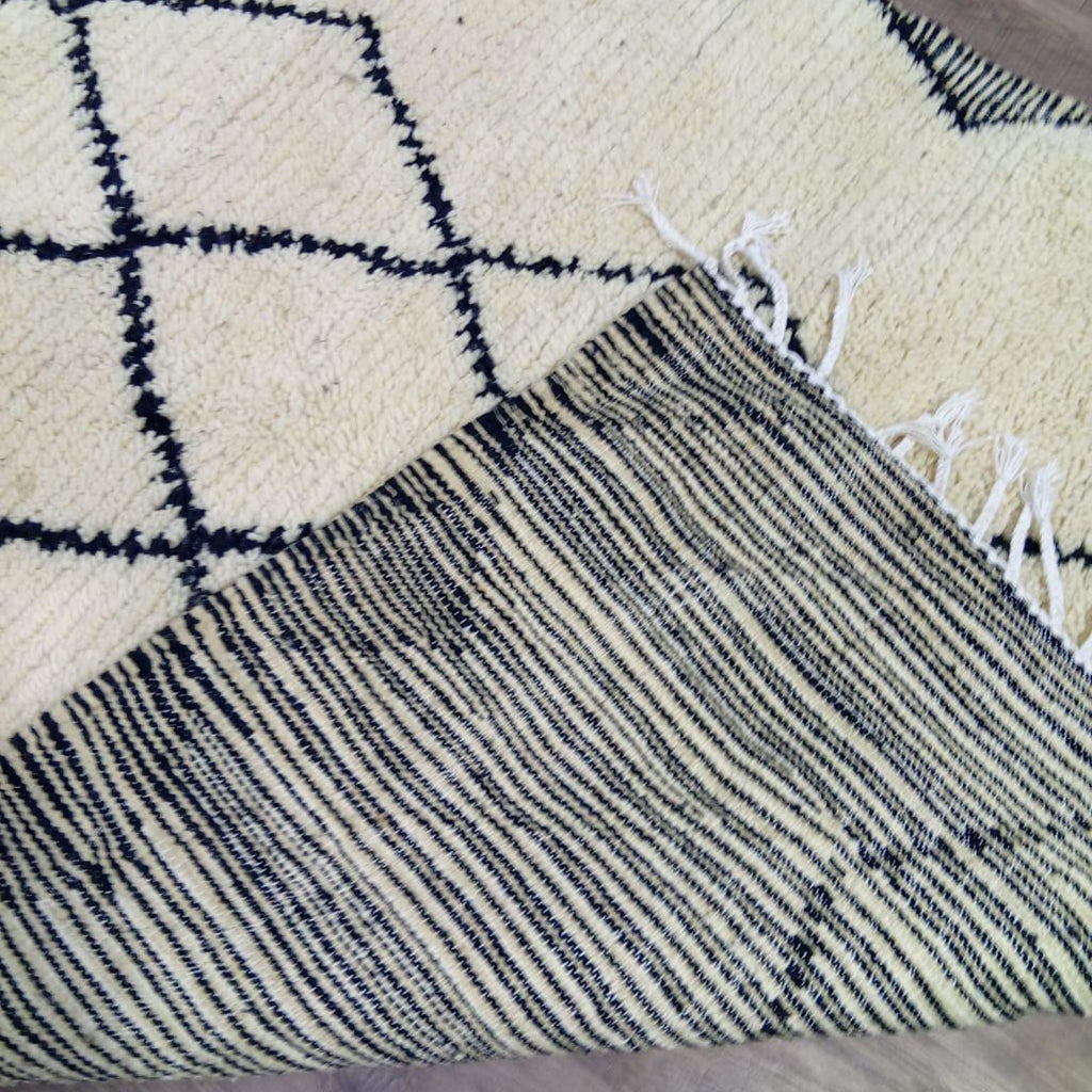 Beni Ourain Moroccan Rug, Black Diamond Wool Rug, Custom Minimalist Boho Rug
