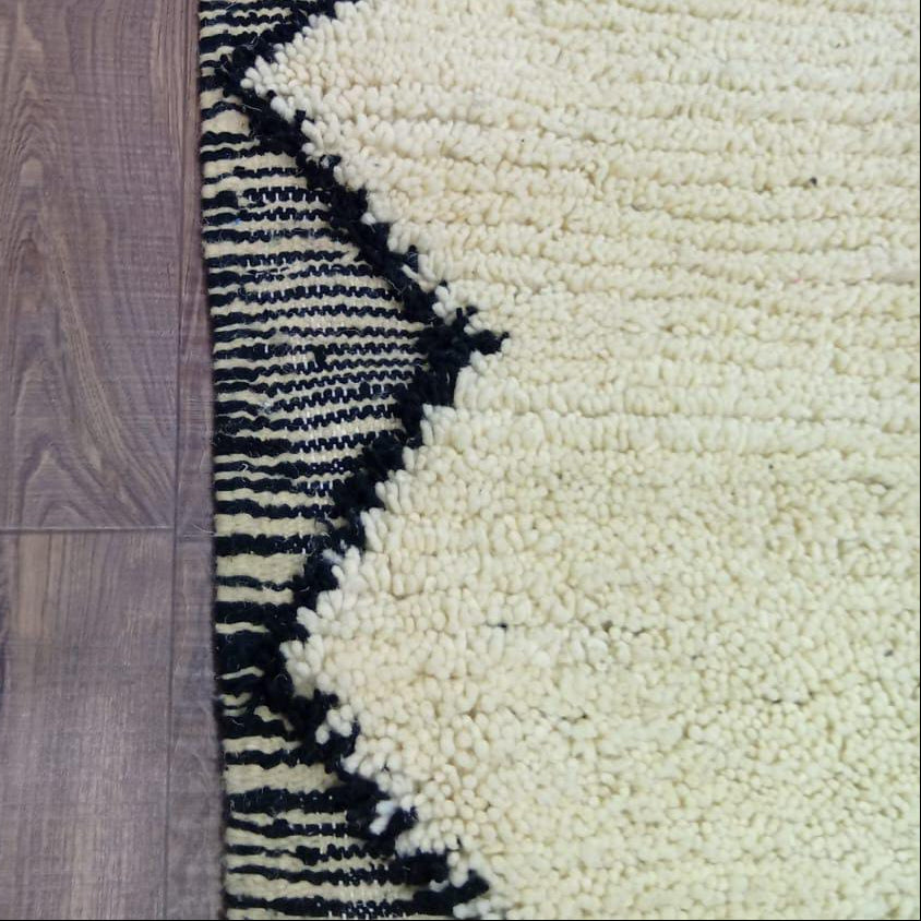 Beni Ourain Moroccan Rug, Black Diamond Wool Rug, Custom Minimalist Boho Rug