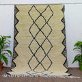 Beni Ourain Moroccan Rug, Black Diamond Wool Rug, Custom Minimalist Boho Rug