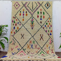 Cream Moroccan Berber Rug – Handmade Colorful Geometric Wool Carpet