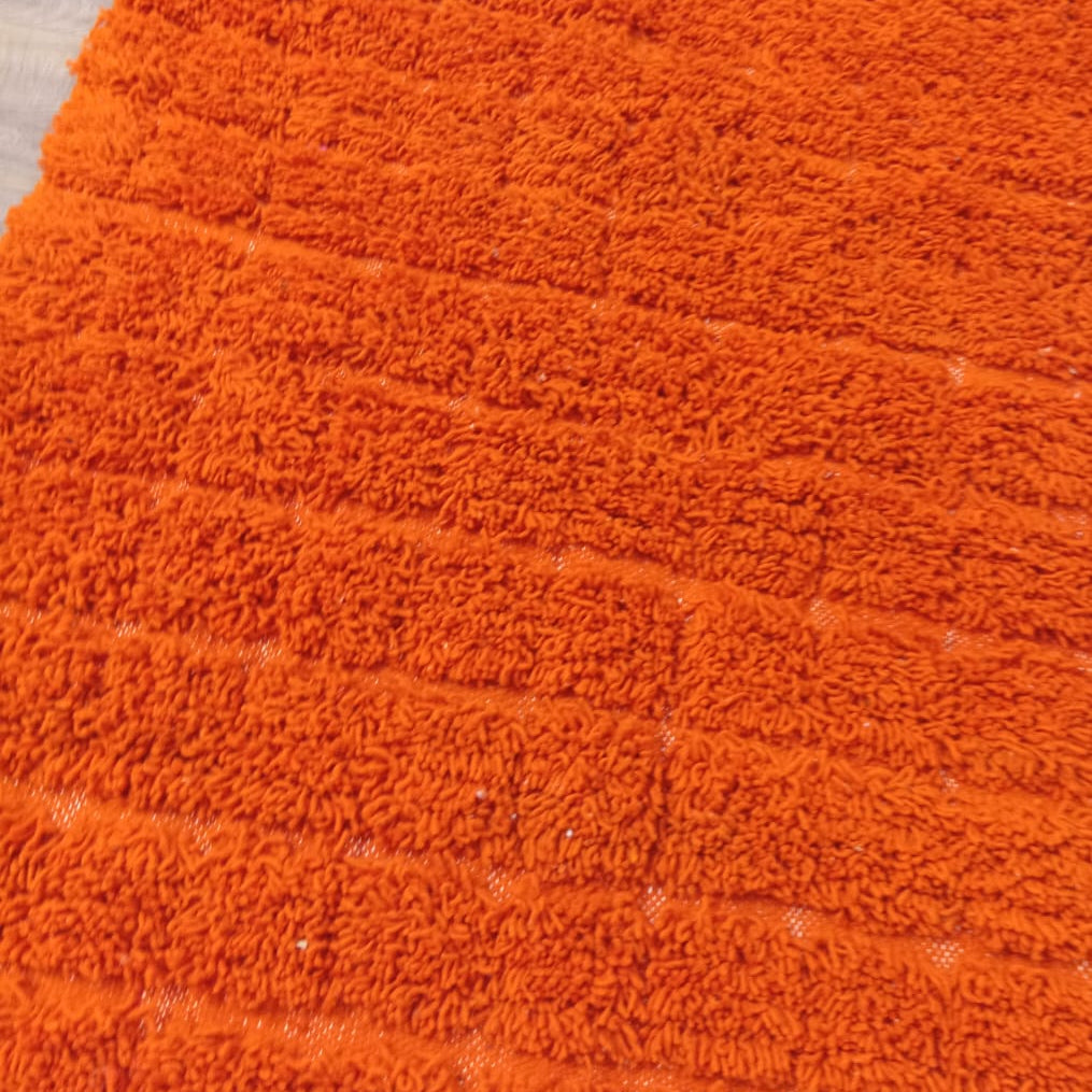 Custom Orange Moroccan Wool Rug – Handcrafted