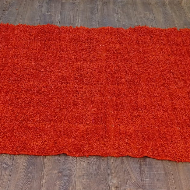Custom Orange Moroccan Wool Rug – Handcrafted