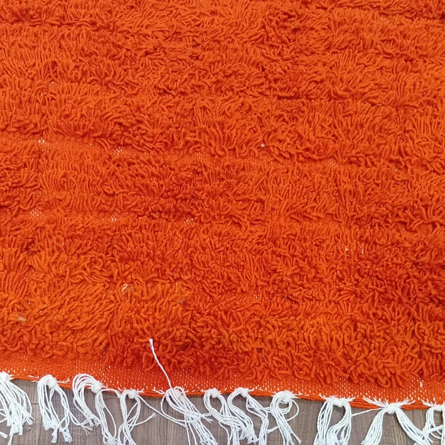 Custom Orange Moroccan Wool Rug – Handcrafted