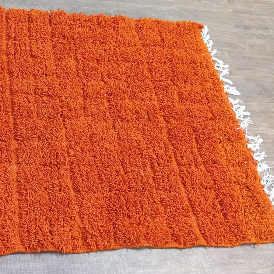 Custom Orange Moroccan Wool Rug – Handcrafted