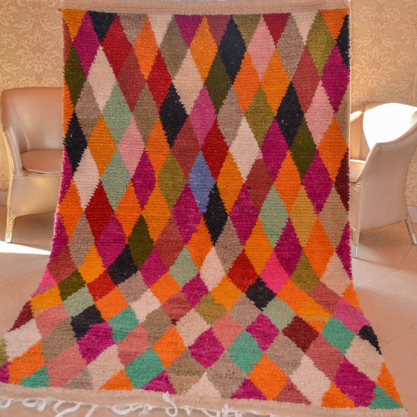 Handmade Moroccan Berber Rug 150x250cm - Modern Bohemian Multicolored Wool
