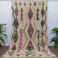 White Moroccan Rug with Colorful Diamond Patterns - Handcrafted Made to Order