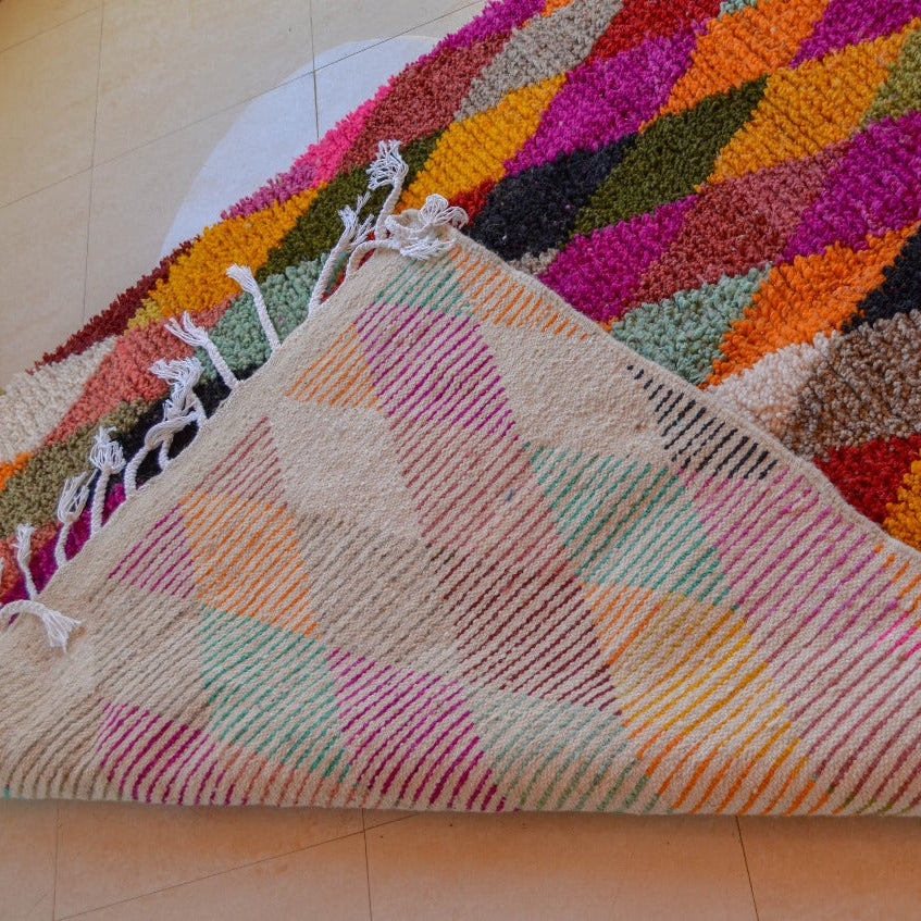 Handmade Moroccan Berber Rug 150x250cm - Modern Bohemian Multicolored Wool