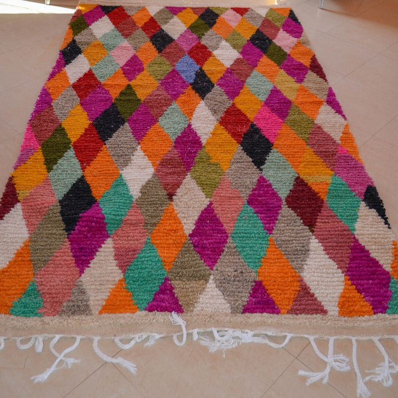 Handmade Moroccan Berber Rug 150x250cm - Modern Bohemian Multicolored Wool
